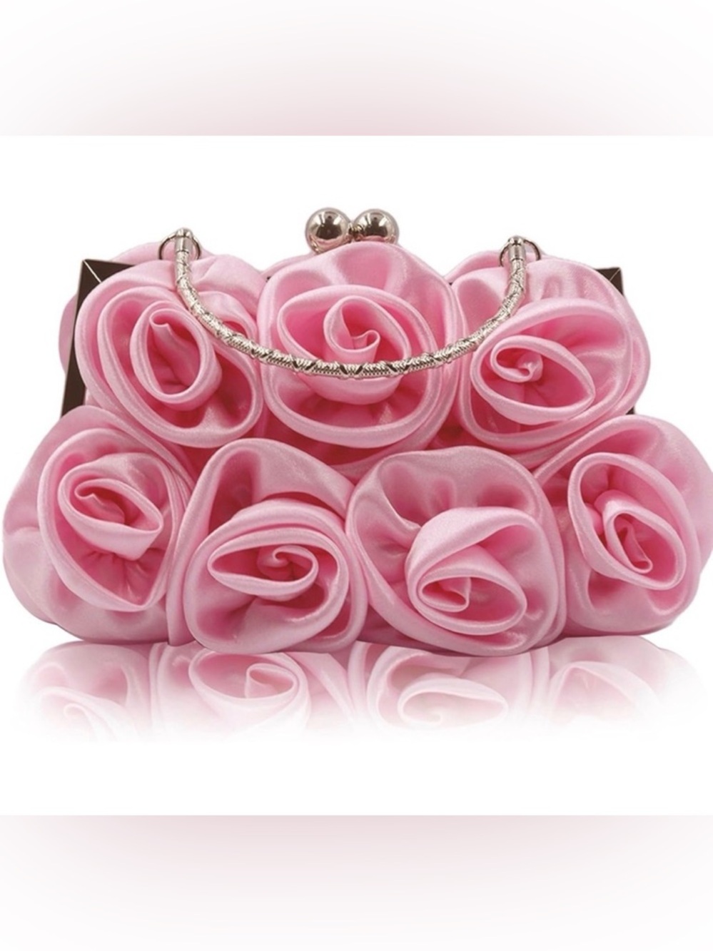 Women Evening Clutch Bag Floral Satin Small Purses with Detachable Strap